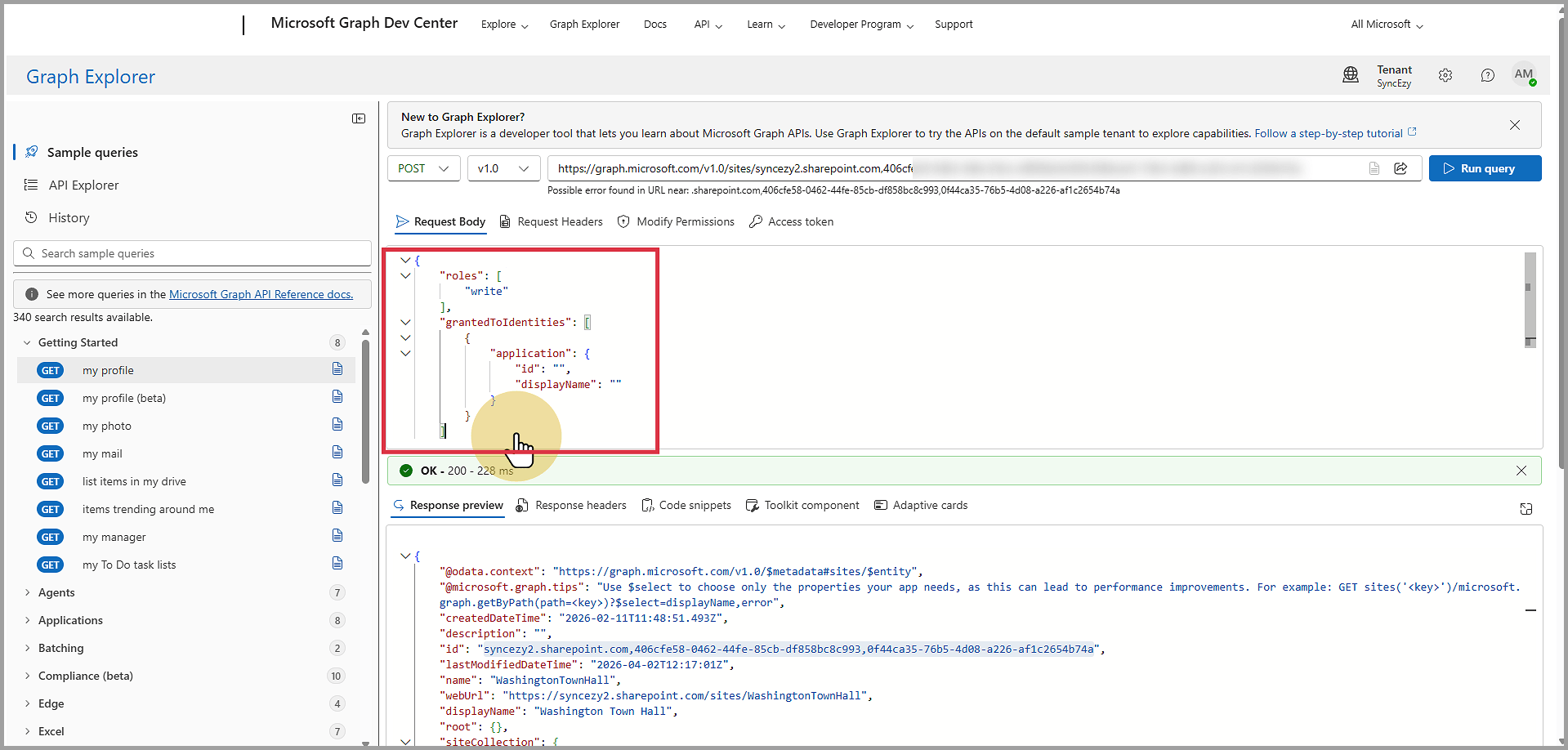 Paste the below payload in Request body